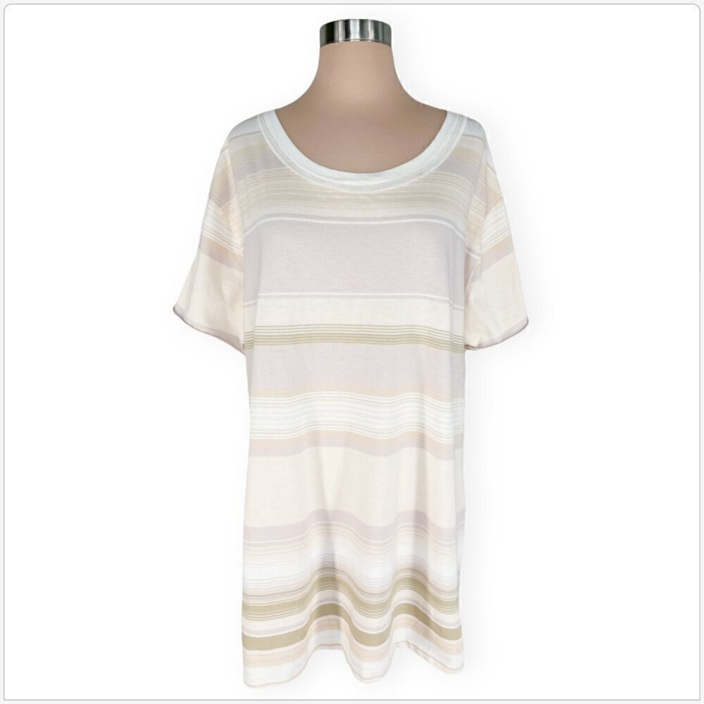 We The Free People Baja Tee Shirt in Sand Sable Stripes Oversized NWT NEW M